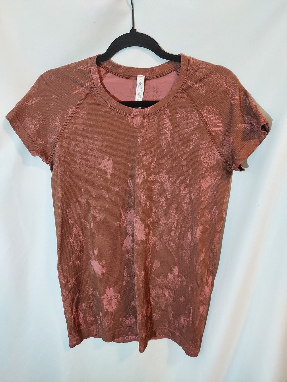 Lululemon Swiftly Tech SS 2.0 Rare Shadow Bloom Roasted Brown Brier Rose Sz 10